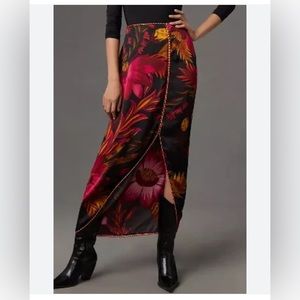 Farm Rio Wrap Front-Slit Midi Skirt for Anthropologie
